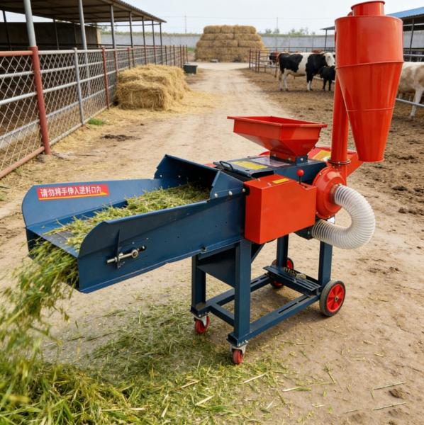 2 In 1 Chaff Cutter Grass Shredder Machine High Speed 1-2.8t/H Feed Capacity