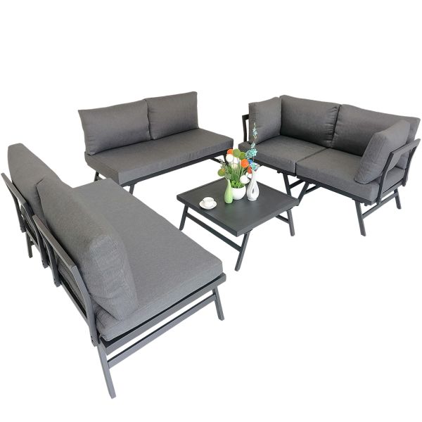 Patio Balcony Outdoor Furniture Set of 5 Knock Down Structure Popular High Quality Aluminum Garden Sofa Set