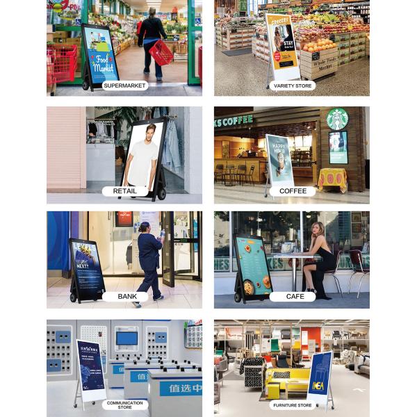 43 Inch Moveable Digital Kiosk Signage Battery Powered Outdoor Advertisement Board