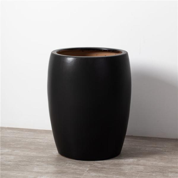 Hot sale desktop decoration black tall succulent plant pots custom logo ceramic flowerpot for home decor