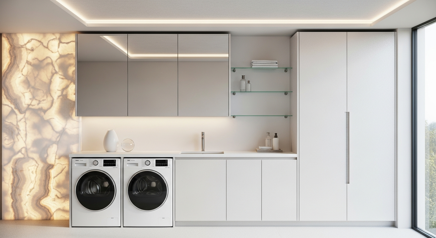 Luminous Pearl Laundry System with Mirror-Reflective in 304 Stainless Steel