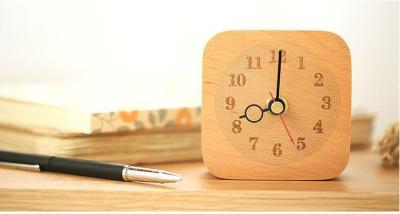 Silent Digital Table Square Wood Clock , Beech Wood Bedroom Desk Clock