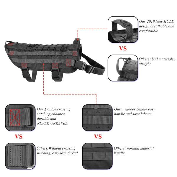 Outdoor Breathable Dog Walking Harness , Waterproof Tactical Dog Harness Backpack