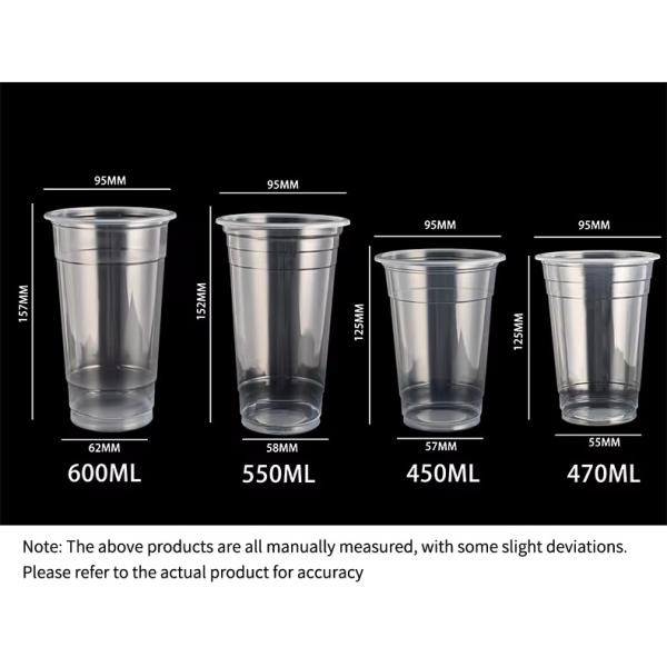 Customized PET Material 12-ounce U-shaped Coffee Cups Clear Disposable Boba Milktea Bubble Tea Plastic Cup with Lids