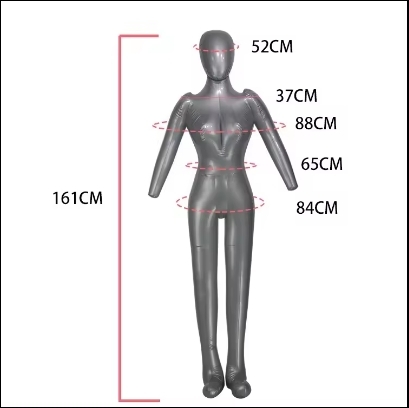 Full Body Inflatable Female Mannequin: Lightweight & Portable Clothing Display Model with Realistic Body Shape—Sleek Silver, Durable Quick-Inflate Dress Form for Retail Stores, Fashion Shows, Home Use