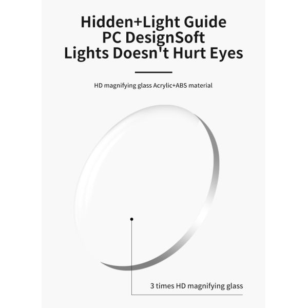 Multi-functional Hand-held Three-fold Double Mirror LED Acrylic Lens 17 White LEDs Magnifying Glass Scale for Reading Books