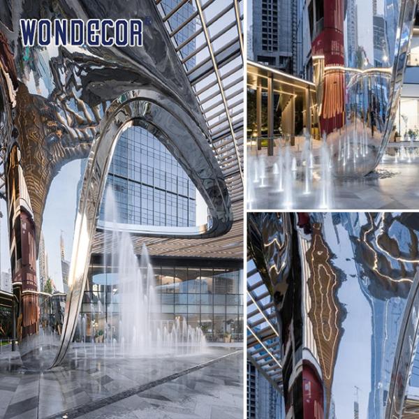 Большая художественная металлическая солнцезащитная скульптура из нержавеющей стали на площади отеля