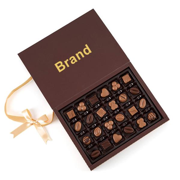 Luxury Chocolate Candy CMYK pantone Gift Packaging Box With Ribbon