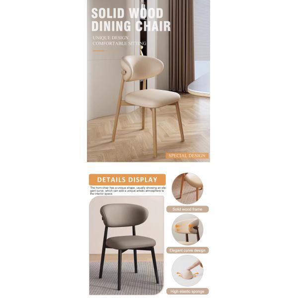 Chaise à manger en bois en cuir en PU moderne pour café