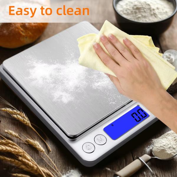 Escala de cocina digital 3kg/0.1g 500g/0.01g,1kg/0.1g,2kg/0.1g,3kg/0.1g Acero inoxidable LCD eléctrico electrónico gramo