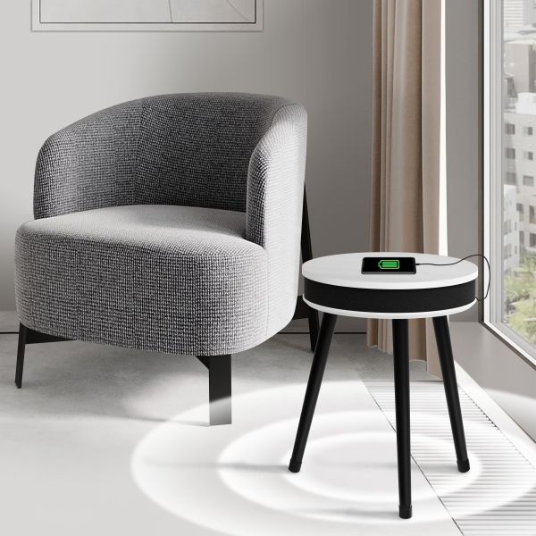 Custom Smart Furniture Side Table With Speakers Solid Wooden For Indoor
