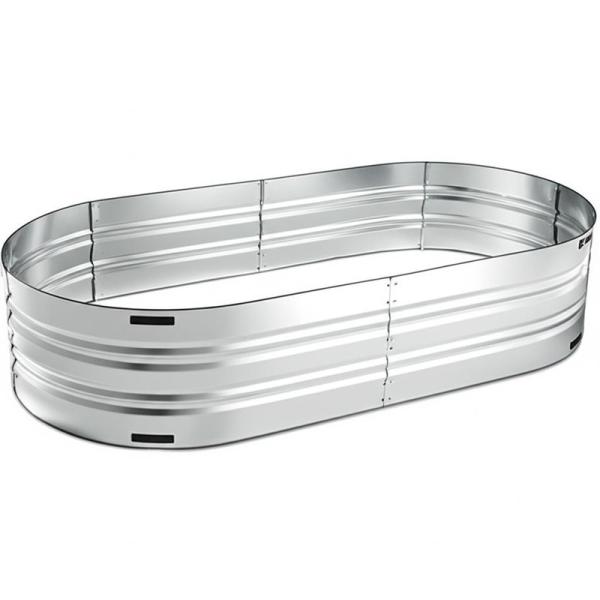 1 Level Oval Galvanized Raised Garden Bed Kit Easy Assembly Drainage Holes and Long-lasting Design