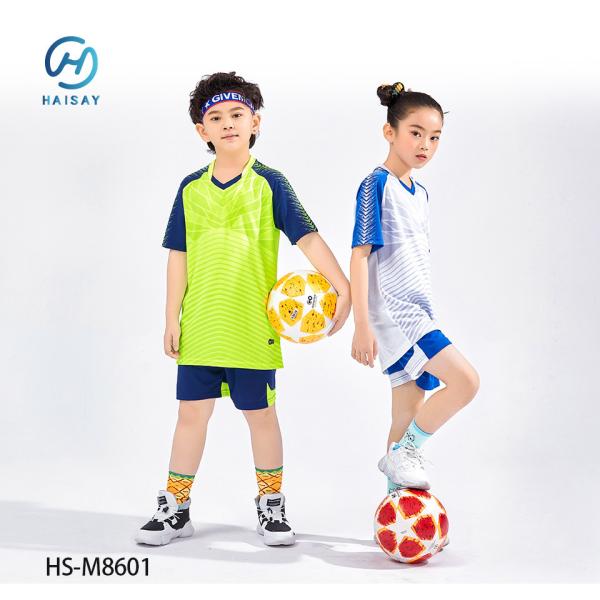 魅力的なパターンとカスタムカラー 選手名オプションの子供サッカーのジャージー