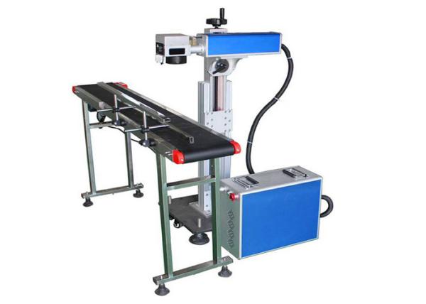 Máquina da marcação do laser da fibra com a máquina de impressão de voo apta do laser da correia transportadora