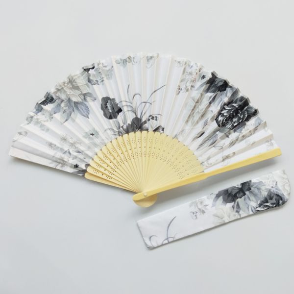 21cm Japanese Bamboo Satin Fabric Fans With Gift Pouch Wedding Favor Custom Printed Folding Fan