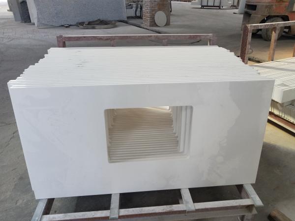 Beige Solid Surface Vanity Tops For Bathrooms High Percentage Quartz
