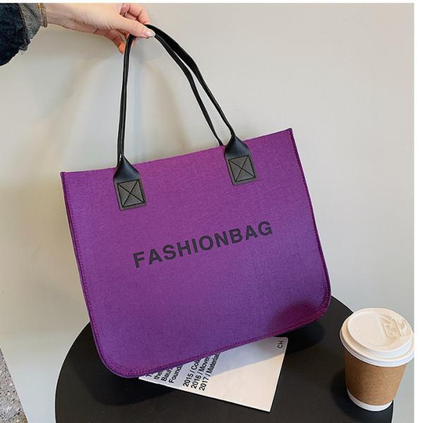 Versatile Felt Bag, Shoulder Handbag, Felt Tote Bag, Leather Strap, Shopping Bag, Large Quantity Discount Large Reusable Bags Heavy Duty Grocery Tote Bag