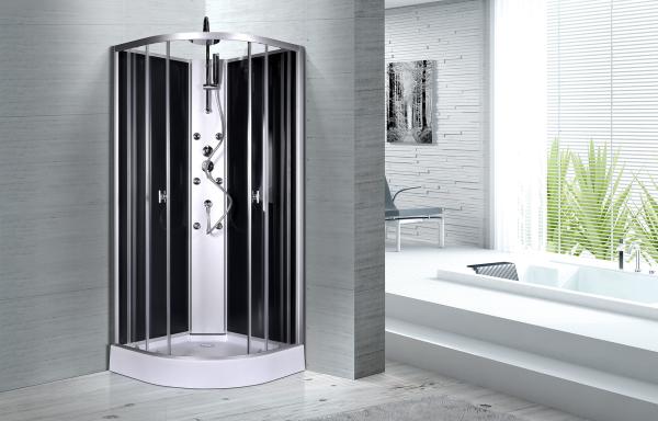 Circle Quadrant Shower Cabin with white acrylic tray and roof 85X85X225cm