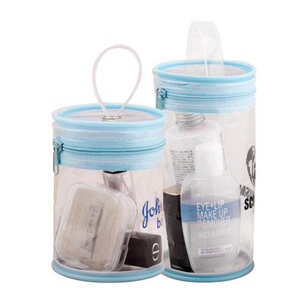 sac clair libre AZOÏQUE du cylindre 7P, PVC cosmétique de sac de cylindre d