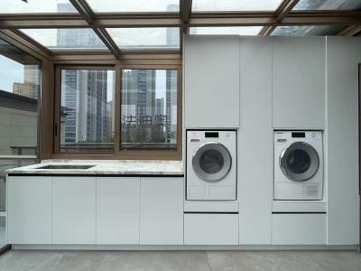 Contemporary Metal Laundry Room Cabinet With Stylish Light Gray Finish