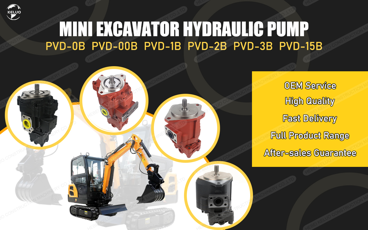 KYB PSV2-55T Tandem Hydraulic Piston Pump Aftermarket Repair Part For Construction Machinery