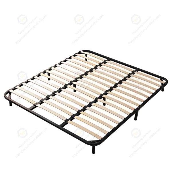 Metal Bed Base Mechanism with Wooden Slats Detachable Storage - Functioned Bedroom Flat Bed Frame.