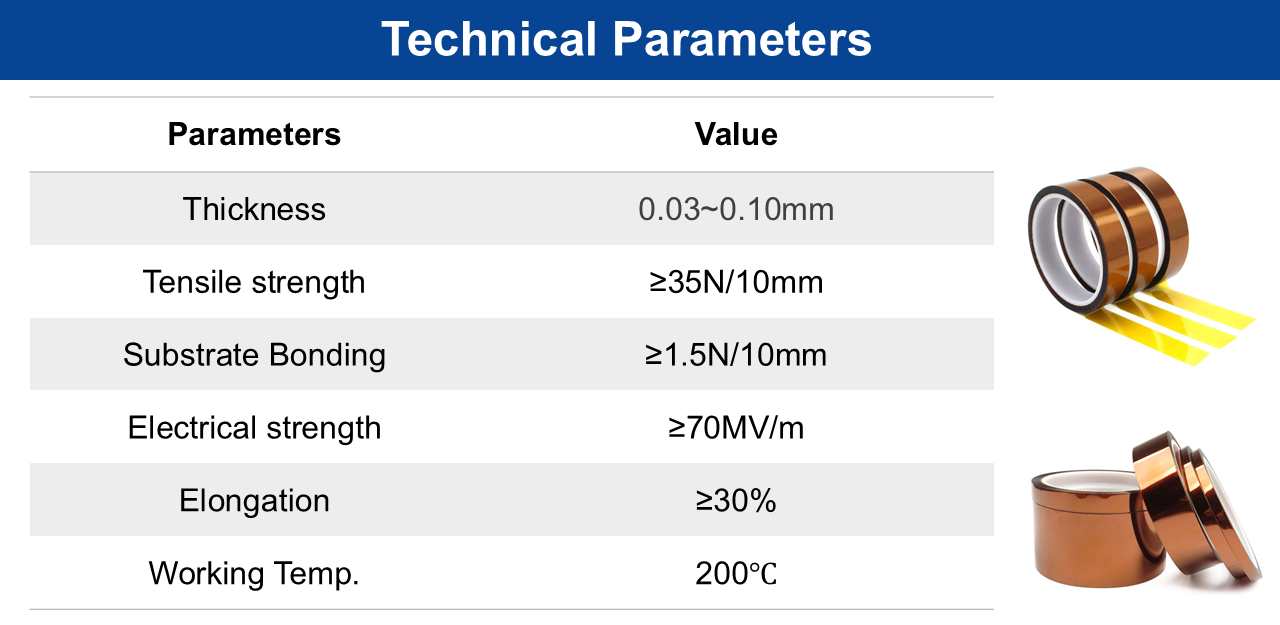 Polyimide Film Adhesive Tape For Insulation, 35 N/10mm Tensile Strength