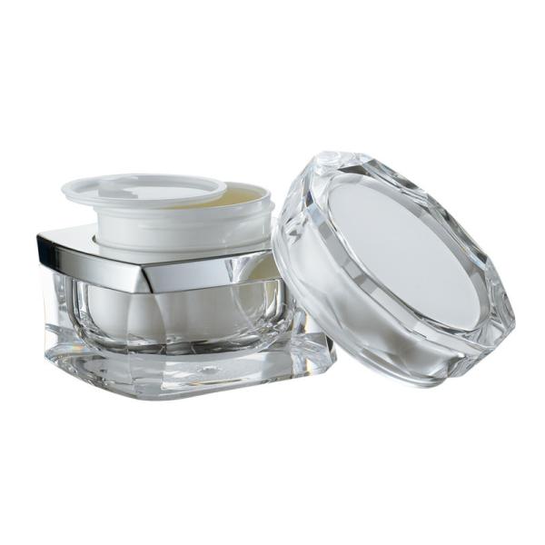 JL-JR811 PMMA Double Wall Cream Jar 30g 50g Square Cream Jars For Cosmetics