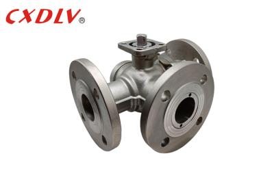 Bare Stem Full Port 3-Way Flanged End Diverter Ball Valve T-Port