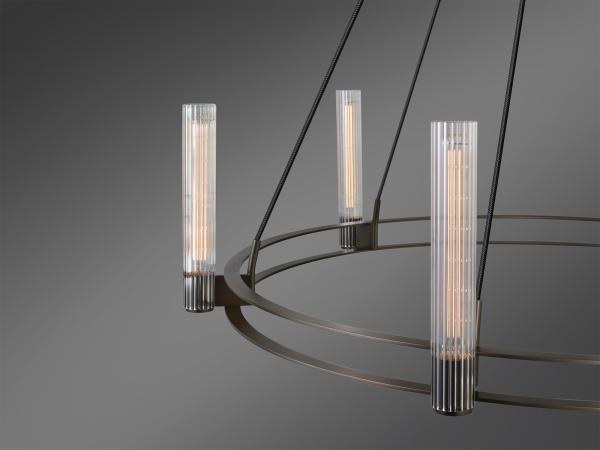 固形銅パスティス円形チェンデリア 2228 直径 48 X 60 OAH レッドボロシリケートガラス