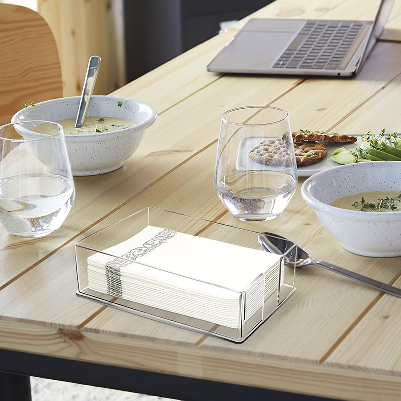Modern Acrylic Tray Clear Disposable Paper Towel Holder with Guest Towel Napkin Rectangle Kitchen Towel Storage Box