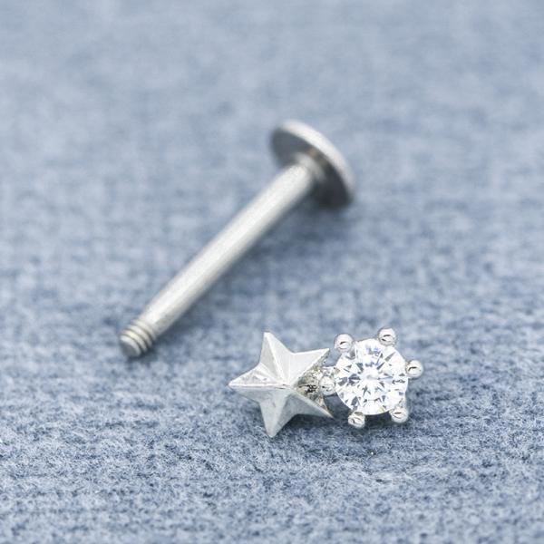 Joia perfurando baixa lisa 16G 8mm de Labret da estrela 316 de aço inoxidável