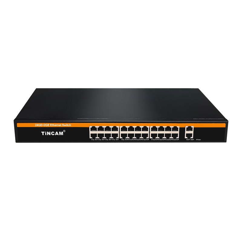 26 Port Gigabit Ethernet Switch 24 x Gigabit RJ45 Ports + 2 x Gigabit Uplink Ports 1U Rack Mount Unmanaged Network Switch TBC-S5024U-2G