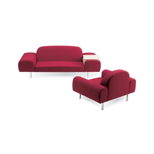 Red Color Hotel Room Sofa Apartment Fabric / Leather Simple Leisure Sofa