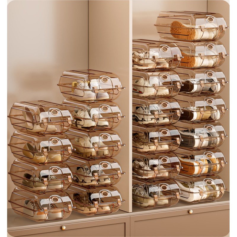 Minimalist Clear Plastic Shoe Box Dustproof Space Saving Storage Organizer for Closet Wardrobe Durable