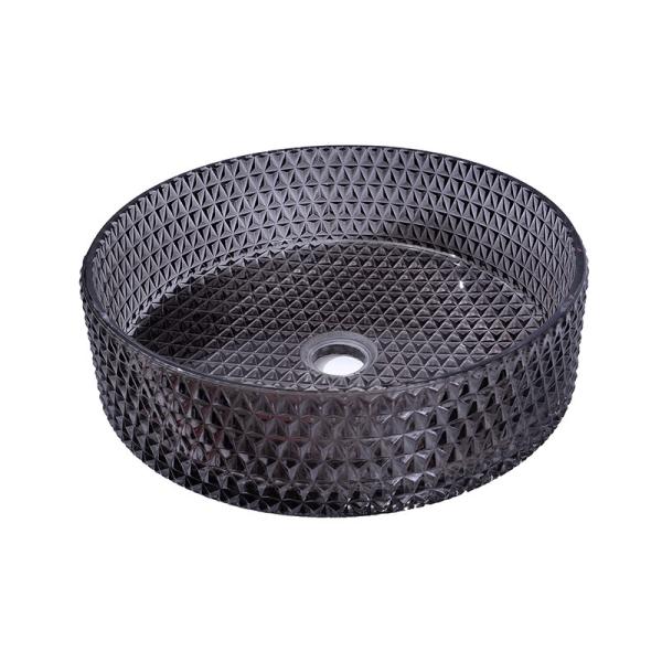 Diamond Shape Crystal Wash Basin 22 Inch Transparent Black Round Countertop Sink