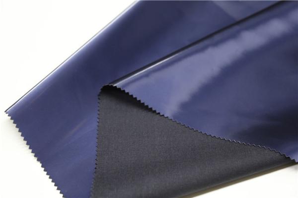 Pearl Blue Polyurethane Synthetic Leather , Jacket Coat Fake Leather Fabric