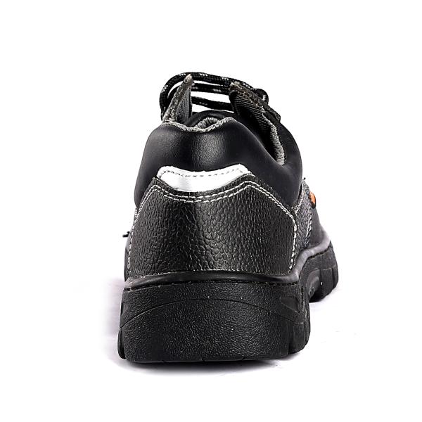 Steel Toe Safety Shoes with Nylon Fabric Gusset Tongue and Embossed Cow Leather Upper Material