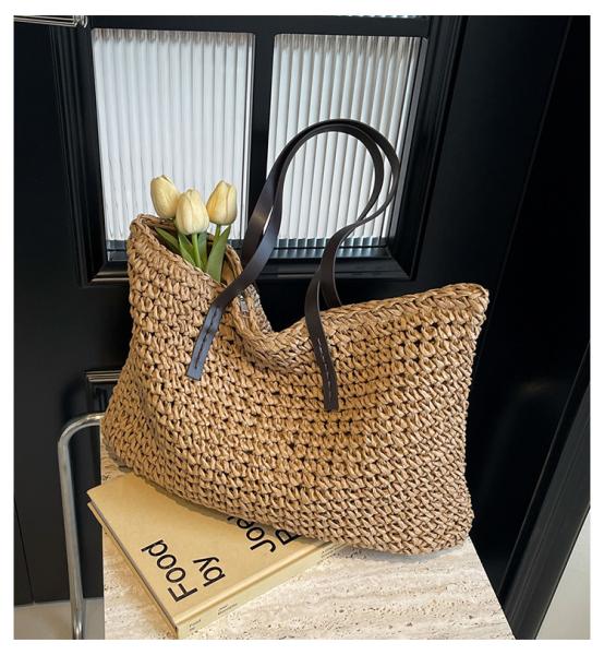 Crochet Raffia Tote Bag Kit Set For Beginners Beach Tote Bag For Women Beach Straw Handmade Bag Woven Rattan Bag For Women Raffia Yarn For Crocheting Raffia Paper Ribbons For Craft