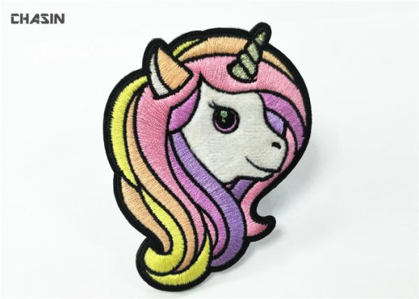 Furry Fabric Hand Embroidered Patches Unicorn Pattern For Children