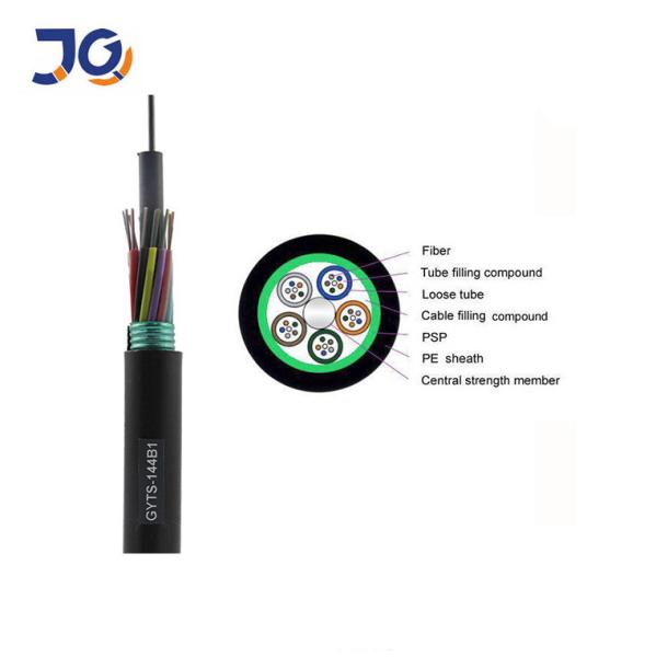 6 8 12 24 48 Faixa de aço PSP Blindado GYTS GYTS53 Cabo de fibra óptica para exterior