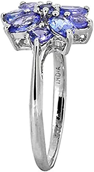 0,25 карата Tanzanite со стерлинговыми серебряными ювелирными изделиями кольца с белым акцентом CZ
