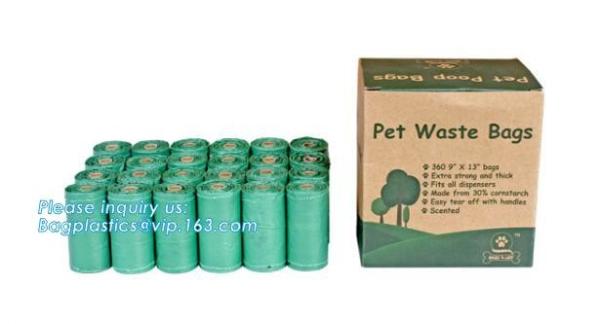 LED Flashlight Dog Waste Bag Dispenser Holder with Pet Waste Bag Poop Roll Bags, BPI ASTM D6400 EN13432 Approval Customi