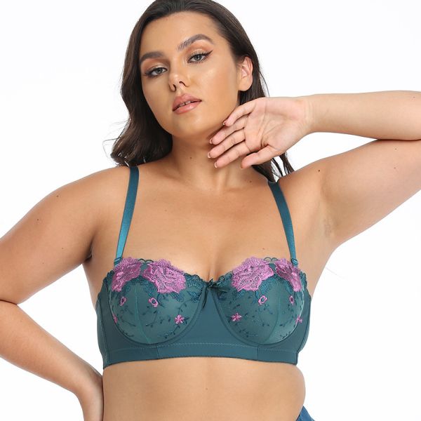 Women Embroidery Lace Bra Luxury Quality Convertible Straps 1/2 Cup Sexy Lingerie Lace Bra Wholesale Women