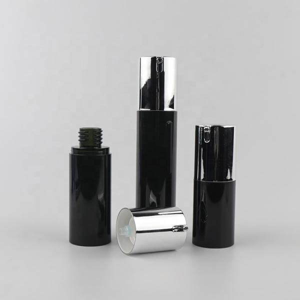 Nontoxic Recycled Black Airless Bottle , K1303 Leakproof Skin Care Pump Bottle