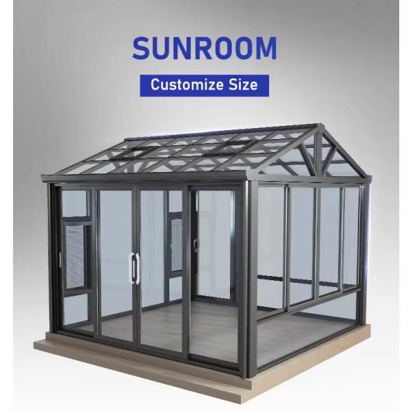 Gray Glass Powder Coated Smooth Finished Aluminum Sunroom For Beautiful Winter Garden