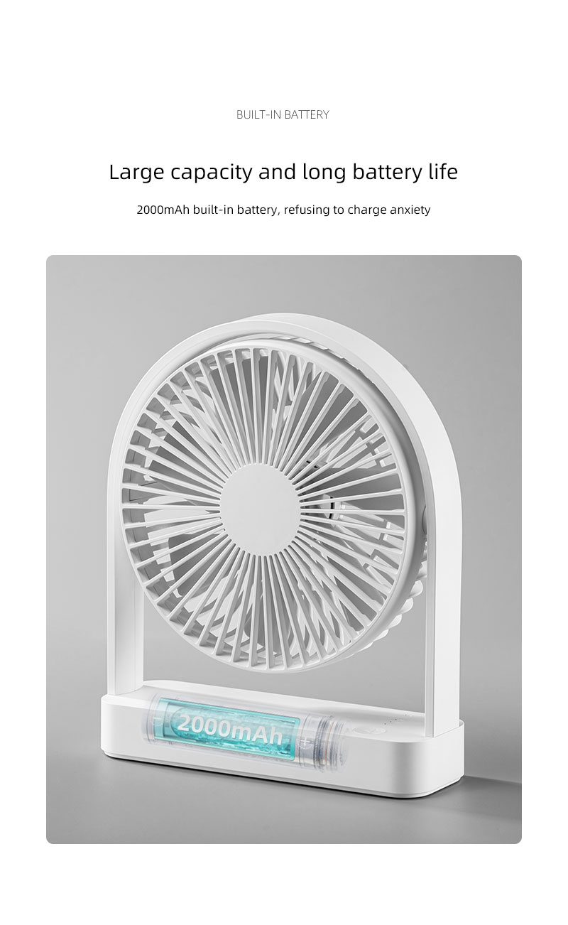 FUSMLI Factory Price Mini Rechargeable Portable Table  Fan 2000mah Summer Camping Trending Products Desk Fan
