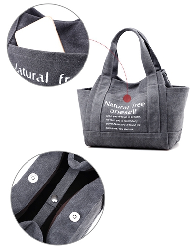 Vintage Custom Canvas Bags With Pockets , Womens Tote Handbags