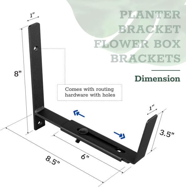 Des supports de taille réglable pour les boîtes à fleurs de fenêtre de 6 à 12 pouces pour les décorations de boîtes à plantes