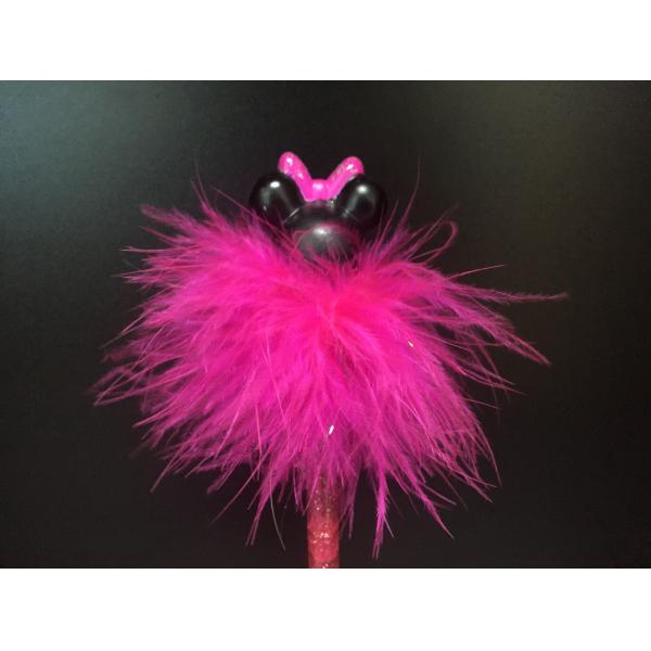 Pink Vinyl Disenyland Ballpen Plastic Daily Product with figure Minnie head for student made of PVC and ABS